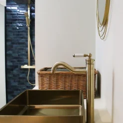 Essebagno Mitigeur lavabo rétro haut or brossé Leeds