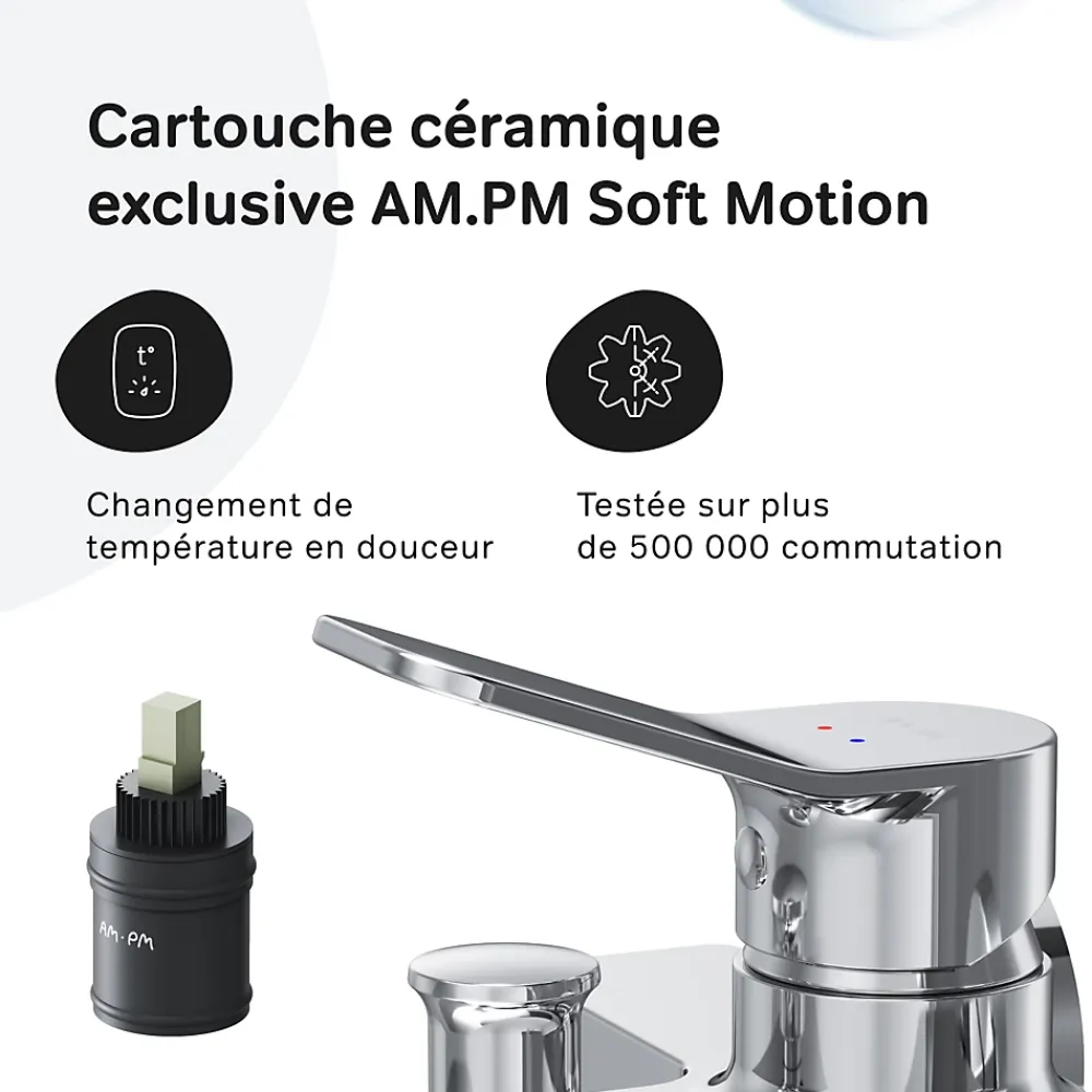 Robinet De Baignoire|Am.Pm Europe Mitigeur mécanique de baignoire avec douchette et support Robinet Salle de Bain Chromé, FXA15000 X-Joy AM.PM