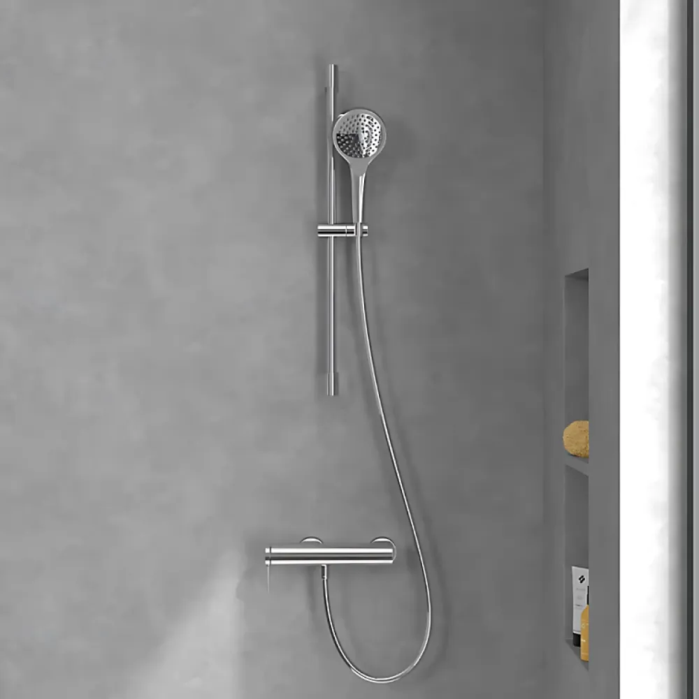 Villeroy & Boch Mitigeur mécanique douche VILLEROY ET BOCH Loop & Friends Chrome + Ensemble de douche VILLEROY ET BOCH Verve Showers 3 jets Chrome