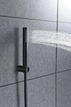 Robinet De Baignoire|Imex Products Mitigeur monocommande noir mat en laiton et zamac avec douchette et flexible PVC 180 cm