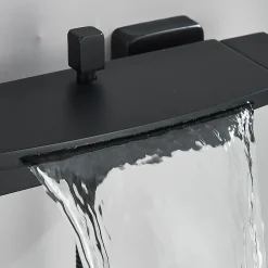 Robinet De Baignoire|Signature Mitigeur mural bain-douche en laiton noir mat avec douchette, moderne, chaud/froid, 26 cm