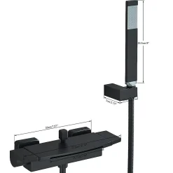 Robinet De Baignoire|Signature Mitigeur mural bain-douche en laiton noir mat avec douchette, moderne, chaud/froid, 26 cm