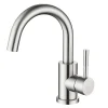 AICA Sanitaire Mitigeur pivotant 360, argent, acier inoxydable, eau chaude/froide, facile à installer, lavabo, petite cuisine, bain/cuisine