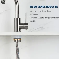 AICA Sanitaire Mitigeur pivotant 360, argent, acier inoxydable, eau chaude/froide, facile à installer, lavabo, petite cuisine, bain/cuisine