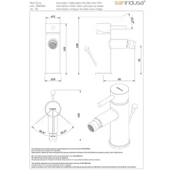 Sanindusa Mitigeur pour bidet à mousseur orientable Alfa New Icone chromé livré avec fixation 2 flexibles