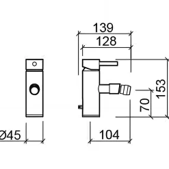 Sanindusa Mitigeur pour bidet bec contemporain Tube chromé livré avec 2 flexibles et son vidage à tirette