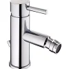 Sanindusa Mitigeur pour bidet bec contemporain mousseur Éco orientable Éco Tube chromé livré avec 2 flexibles et vidage à tirette