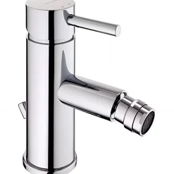 Sanindusa Mitigeur pour bidet bec contemporain mousseur Éco orientable Éco Tube chromé livré avec 2 flexibles et vidage à tirette