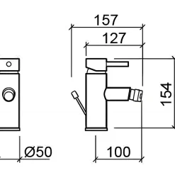 Sanindusa Mitigeur pour bidet bec contemporain mousseur Éco orientable Éco Tube chromé livré avec 2 flexibles et vidage à tirette