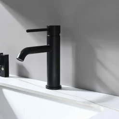 Robinet Lavabo Et Vasque|Luxury Bain Mitigeur, robinet de lavabo pour salle de bain rond design et moderne (Noir) LuxuryBain