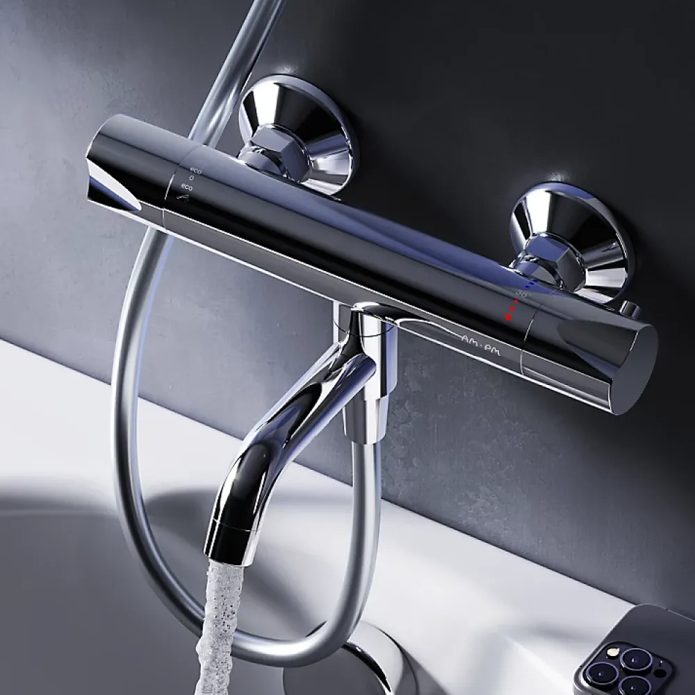 Am.Pm Europe Mitigeur thermostatique bain/douche Robinet salle de bain, Chromé FTA50000 Hit AM.PM