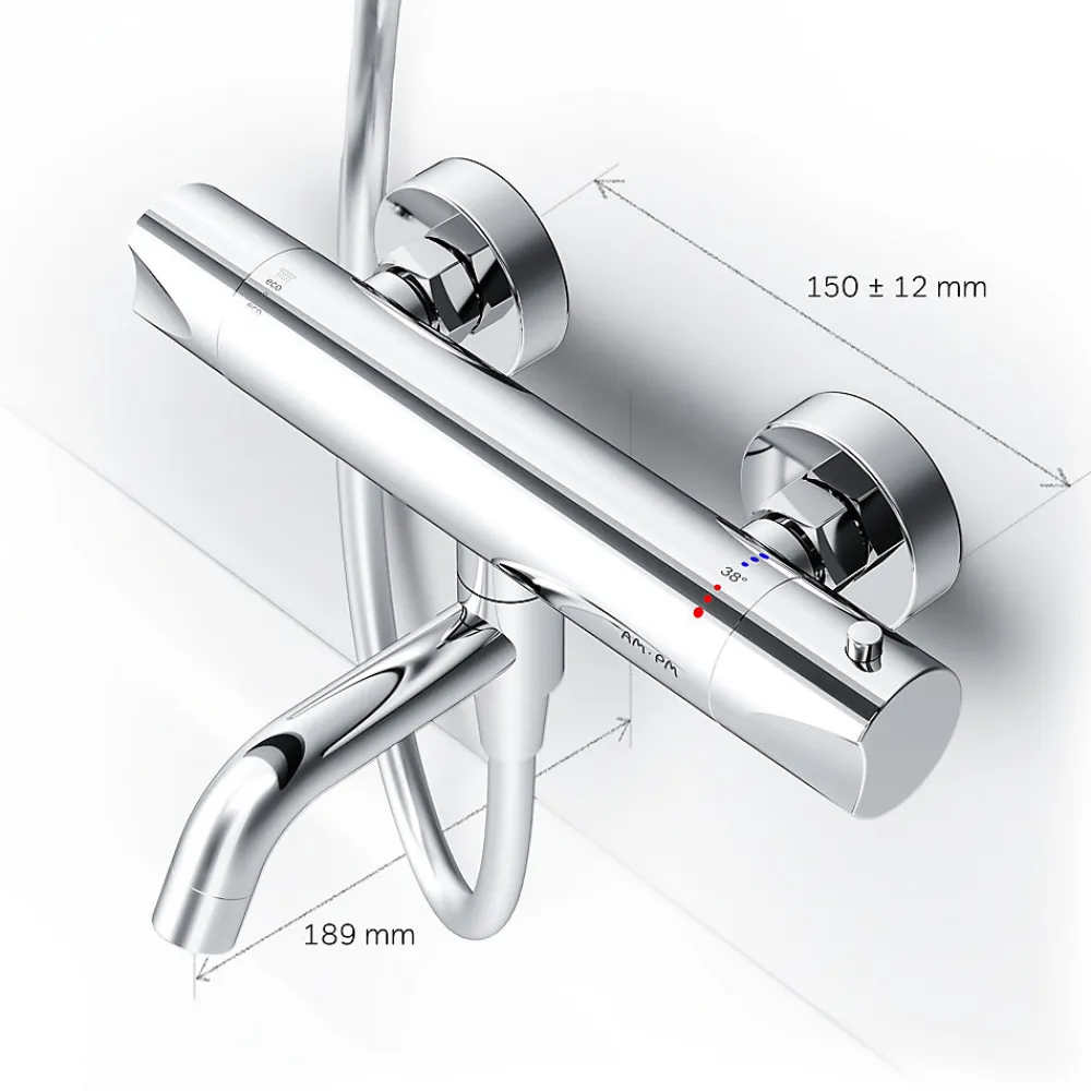 Am.Pm Europe Mitigeur thermostatique bain/douche Robinet salle de bain, Chromé FTA50000 Hit AM.PM