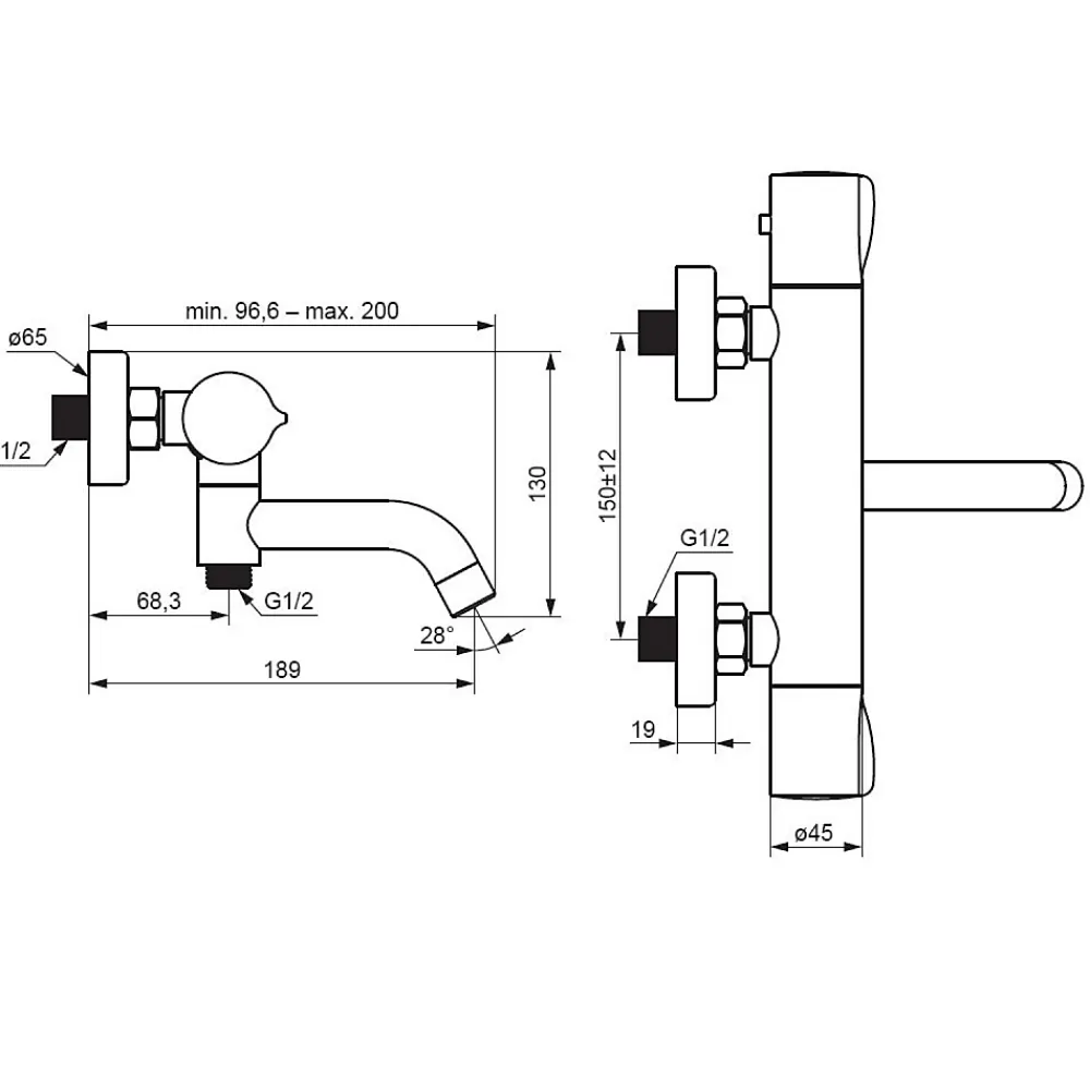 Am.Pm Europe Mitigeur thermostatique bain/douche Robinet salle de bain, Chromé FTA50000 Hit AM.PM