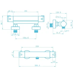 Robinet De Douche|Todot Mitigeur Thermostatique Douche en Laiton Massif Chromé Mural avec Bouton de Sécurité