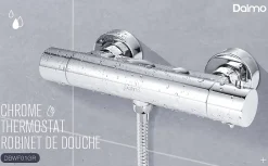 Robinet De Douche|Todot Mitigeur Thermostatique Douche en Laiton Massif Chromé Mural avec Bouton de Sécurité