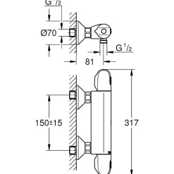 Robinet De Douche|Grohe Mitigeur thermostatique de douche - GROHTHERM -