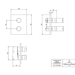 Robinet De Douche|Villeroy & Boch Mitigeur thermostatique encastré 2 voies VILLEROY ET BOCH Universal rectangle Chrome