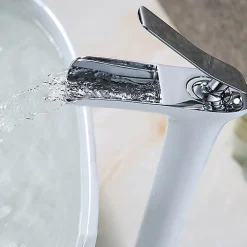Kroos Mitigeur vasque, cascade Blanc et Chromé