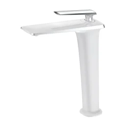 Robinet Lave-Mains|Kroos Mitigeur vasque haut Blanc & Chromé - Brittia