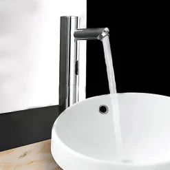 Kroos Mitigeur vasque moderne à capteur automatique Chromé - eau froide - Pula