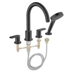 Robinet De Baignoire|Hansgrohe Mélangeur bain douche 4 trous Vernis Blend noir mat + corps d'encastrement