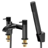 GoodHome Mélangeur bain/douche + douchette et flexible, noir mat, Owens
