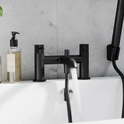 GoodHome Mélangeur bain/douche + douchette et flexible, noir mat, Owens