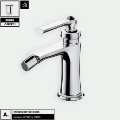 Robinet De Bidet|Otitec Mélangeur de bidet avec Bonde OFFERT - ARMANCE - Chrome