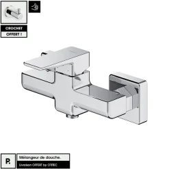 Robinet De Baignoire|Otitec Mélangeur de douche - Chrome - avec Crochet OFFERT - PARMA