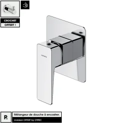 Otitec Mélangeur de douche à encastrer - Chrome - avec Crochet OFFERT - PARMA