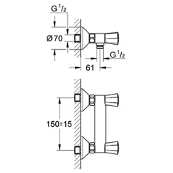 Robinet De Douche|Grohe Mélangeur de douche COSTA L entraxe 150 mm bicommande - - 26330001