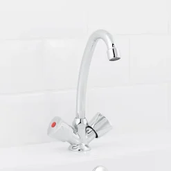 Robinet Lavabo Et Vasque| Mélangeur de lavabo avec vidage et flexibles Femelle 12/17 en laiton chromé Grenvik