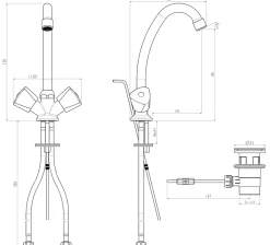 Robinet Lavabo Et Vasque| Mélangeur de lavabo avec vidage et flexibles Femelle 12/17 en laiton chromé Grenvik