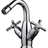 Robinet De Bidet|Sanindusa Mélangeur pour bidet têtes céramique à croisillons Rimini chromé