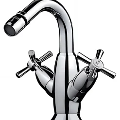 Robinet De Bidet|Sanindusa Mélangeur pour bidet têtes céramique à croisillons Rimini chromé
