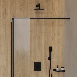Robinet De Douche|Otitec Mélangeur thermostatique à encastrer - Noir Mat - avec Crochet OFFERT - PARMA
