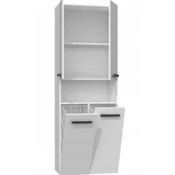 Meuble De Salle De Bains Faible Profondeur|Topeshop MOBY - Armoire de salle de bain avec deux paniers - Poignées minimalistes - 174x60x30cms - Colonne de rangement