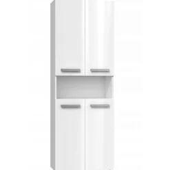 Meuble De Salle De Bains Faible Profondeur|Topeshop MOBY - Armoire de salle de bain avec deux paniers - Poignées minimalistes - 174x60x30cms - Colonne de rangement