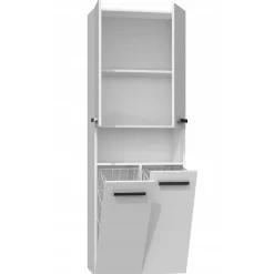 Topeshop MOBY - Armoire de salle de bain avec deux paniers - Poignées minimalistes - 174x60x30cm - Colonne de rangement