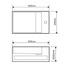 Ambra MONA D - Lave-mains rectangulaire suspendu - Design Elégant et Raffiné - Solide et Robuste - Entretien Facile - Blanc - 30 x 50 x