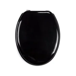 MSV Abattant WC MDF CLEO Noir Brillant Charnières Inox