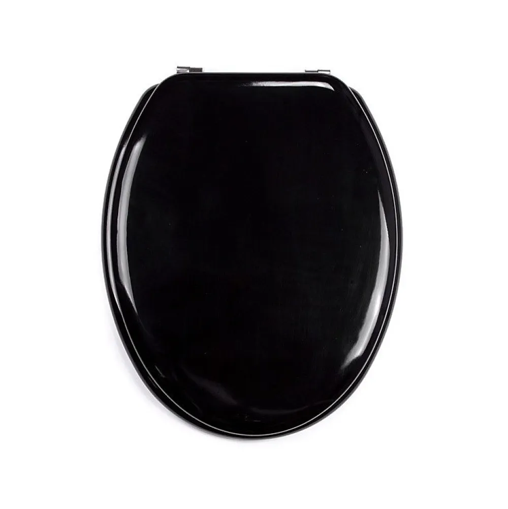 MSV Abattant WC MDF CLEO Noir Brillant Charnières Inox