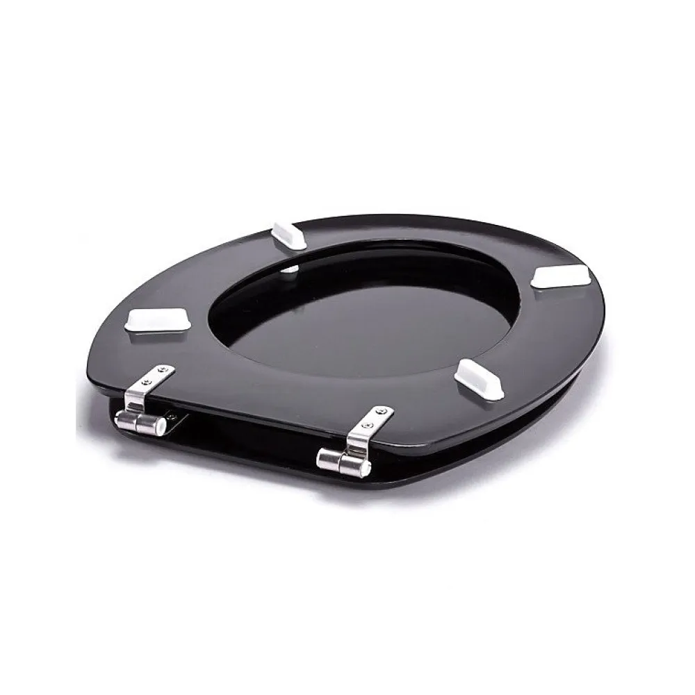MSV Abattant WC MDF CLEO Noir Brillant Charnières Inox