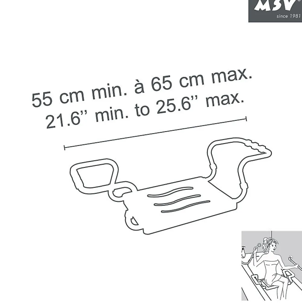 Siège De Douche|MSV Grand siège de baignoire extensible 5070cm Gris Max 120kg