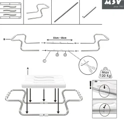 Siège De Douche|MSV Grand siège de baignoire extensible 5070cm Gris Max 120kg