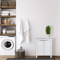 Armoire De Salle De Bains|Meuble De Salle De Bains Faible Profondeur|Mobili Rebecca Mueble de Salle de Bains Moderne 2 Portes et 2 étagères MDF blanc Rebecca Mobili