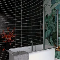 Pare-Baignoire|Kiamami Valentina Mur au-dessus de la baignoire 1 porte fixe + 1 porte pivotante 140cm réversible