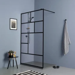 Paroi De Douche| Mur d'accès en verre transparent de 120 cm avec cadre noir