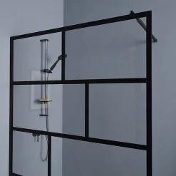 Paroi De Douche| Mur d'accès en verre transparent de 120 cm avec cadre noir