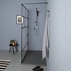 Paroi De Douche| Mur d'accès en verre transparent de 120 cm avec cadre noir